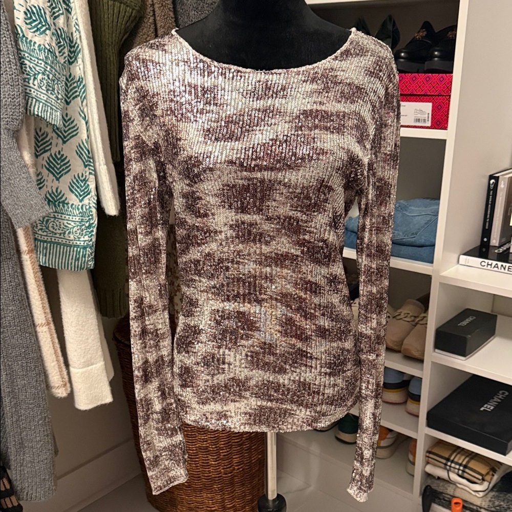 Free People Metallic Long Sleeve Top. New with tags!